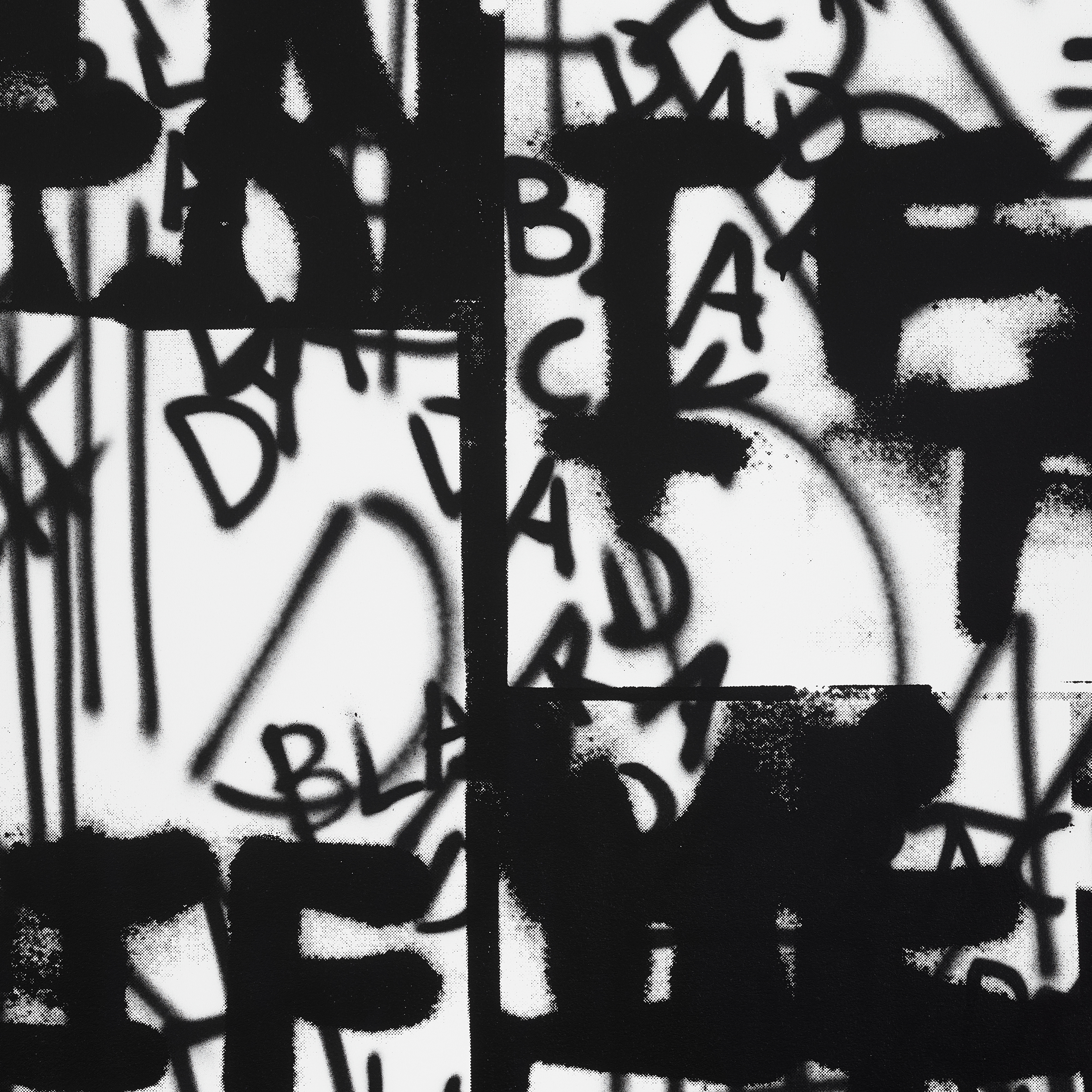 Artwork by Adam Pendleton, OK DADA OK BLACK DADA OK (ALL WE GOT, Made of spray paint on canvas