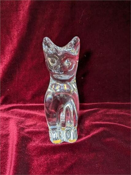 Crystal sculpture of a cat - Daum Frères