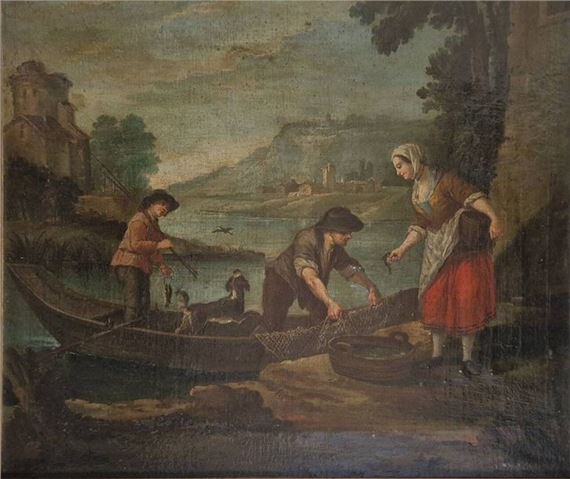 The fishermen - French School, 18th Century