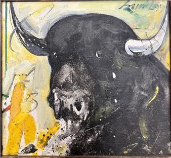 Composition with bull's head