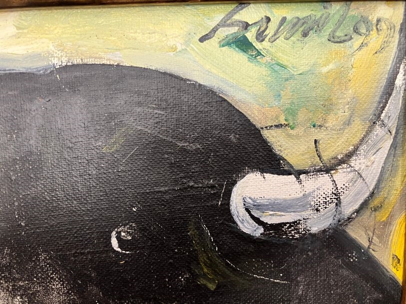 Artwork by Sunil Das, Composition with bull's head, Made of Oil On Canvas