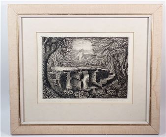 etching of a clapper bridge - Robin Tanner
