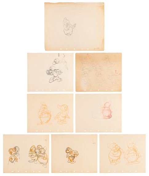 Walt Disney Studios | Dwarfs rough production drawings (8) from Snow ...