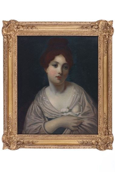 Attributed to Jean Baptiste Greuze Oil on Canvas Painting - Jean-Baptiste Greuze