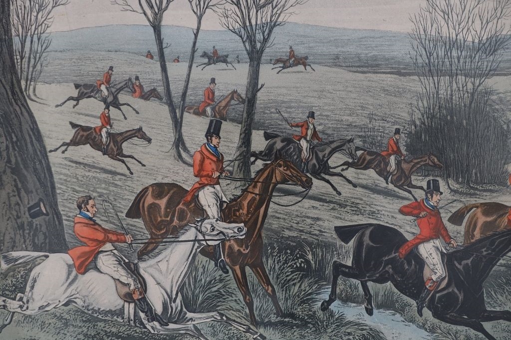 Artwork by Walter Parry Hodges, The Chase of the Roebuck, Made of Hand Colored Engraving
