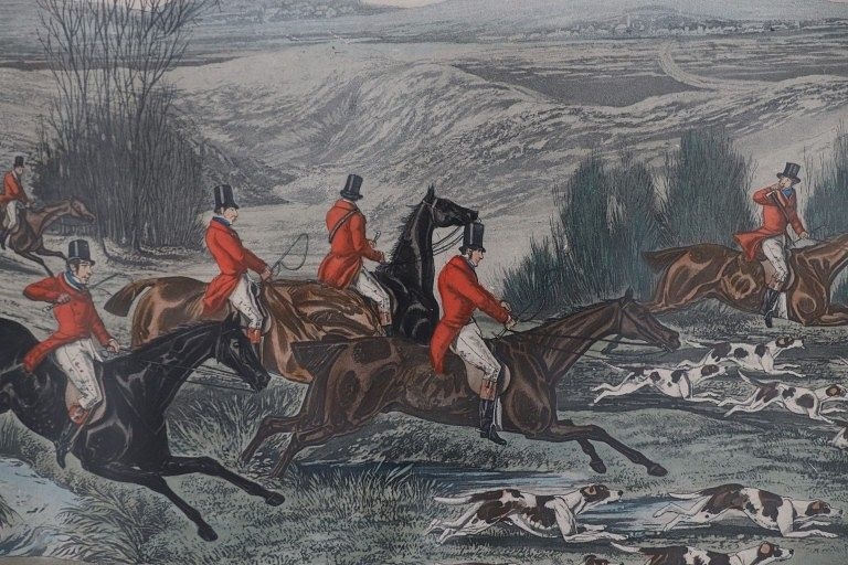 Artwork by Walter Parry Hodges, The Chase of the Roebuck, Made of Hand Colored Engraving