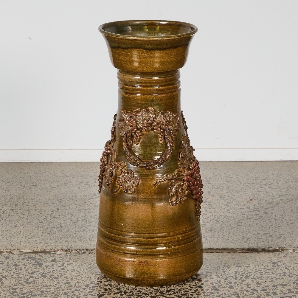 Pat Addison | A Large Vase with Applied Grape Vine Decoration | MutualArt