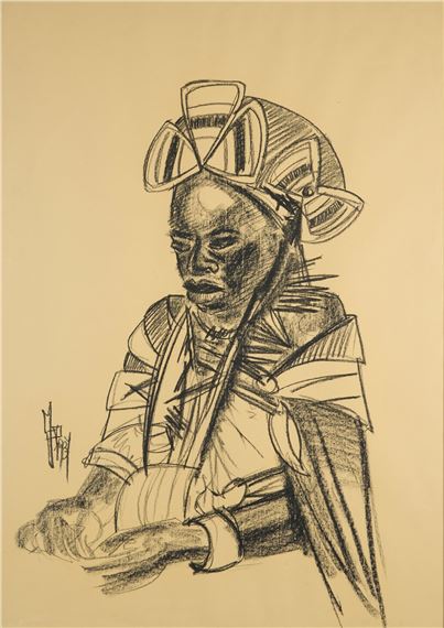 Large portrait of an African woman by Jean Poulain, 1937