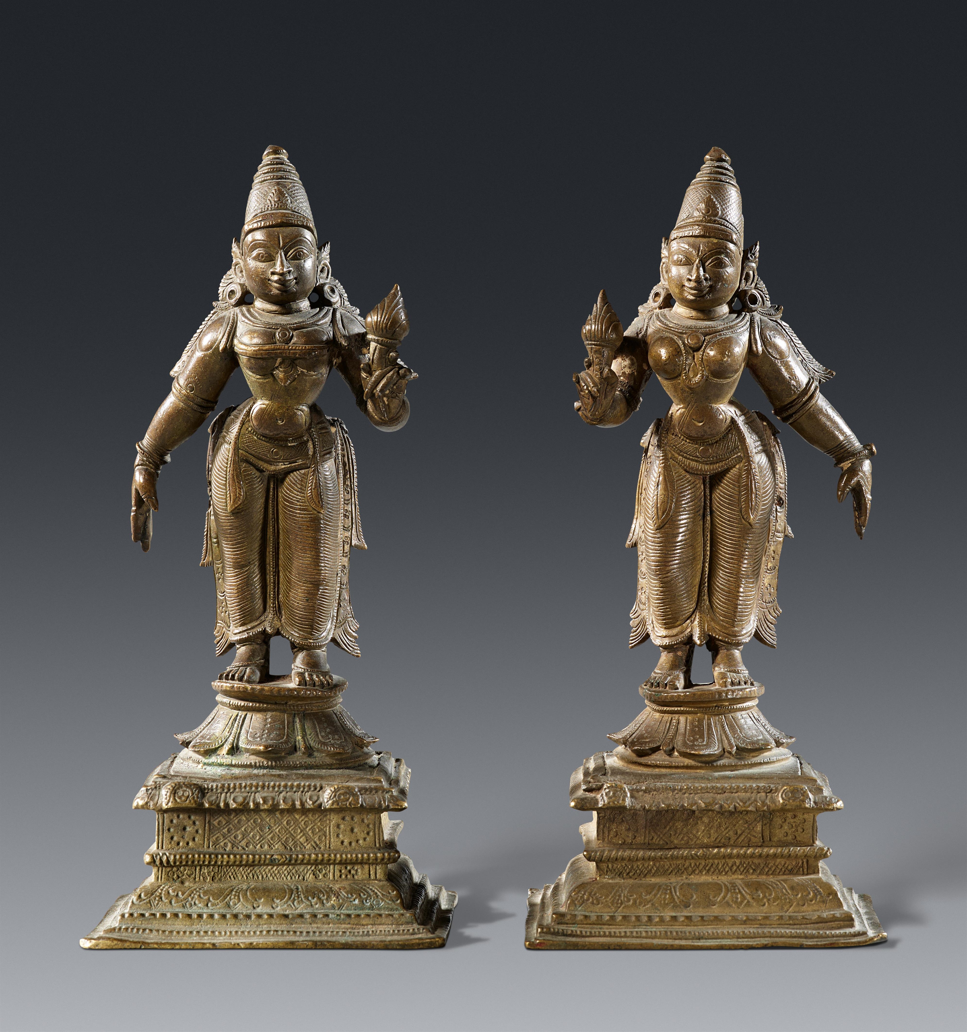 Indian School, 18th Century | Two Southern Indian brass alloy devi ...