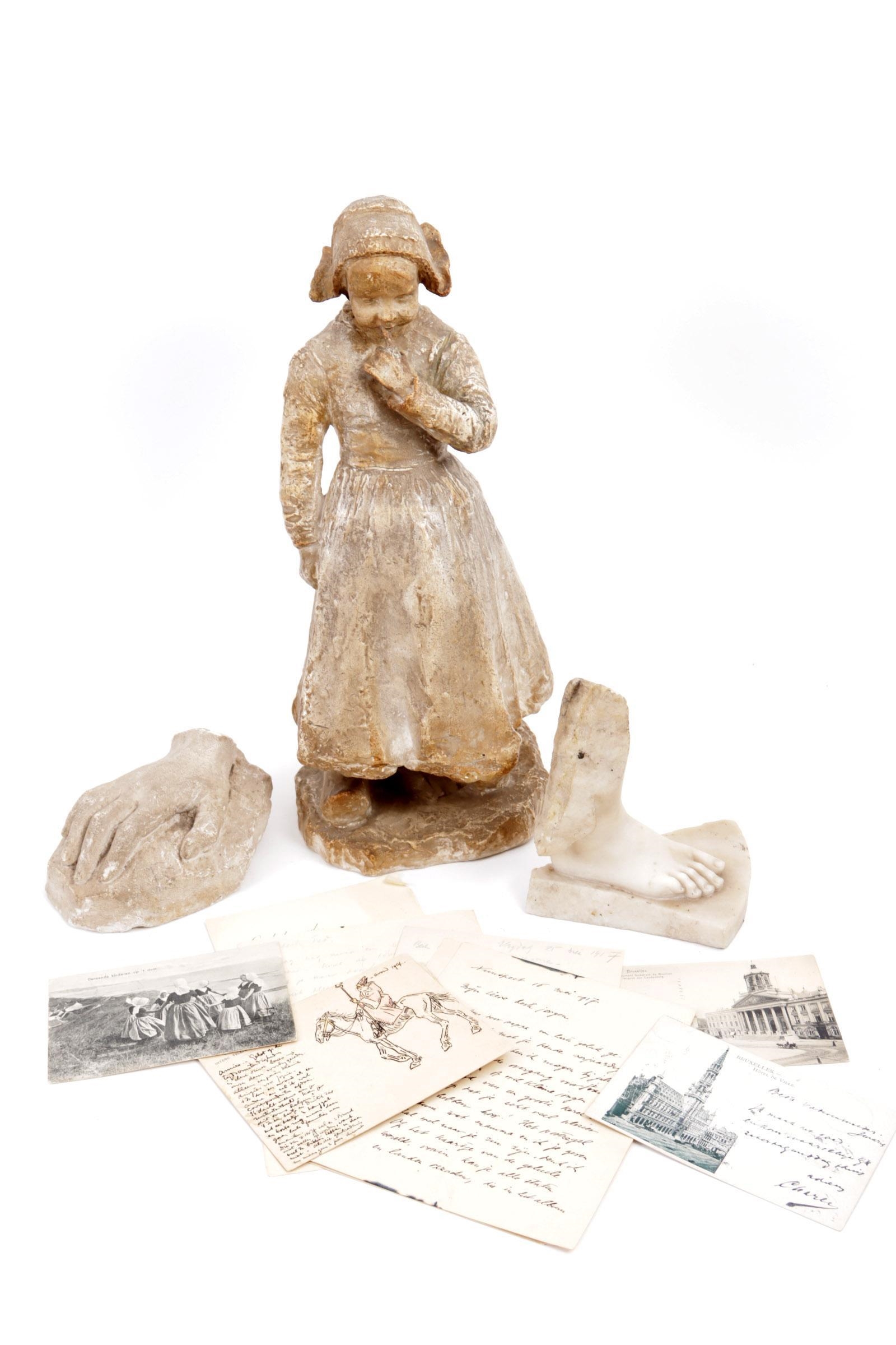 Cabeza de figura - Bronzen buste van Demosthenes op marmeren sokkel