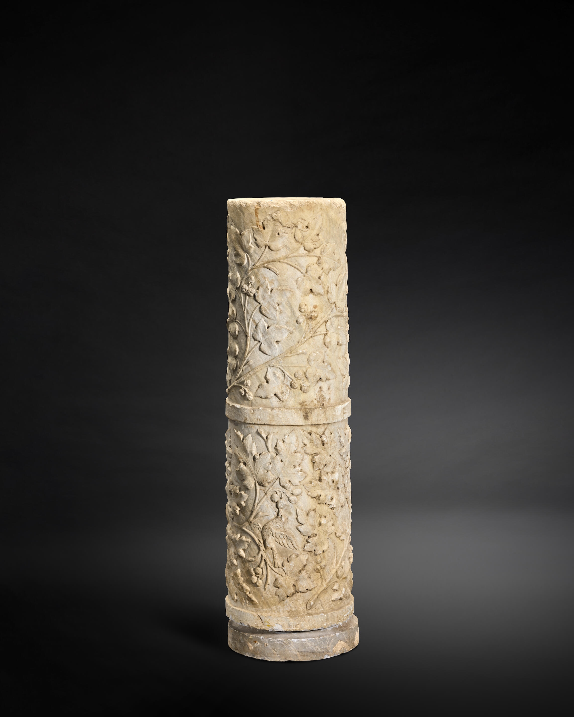 Roman School, 1st Century | Column with folitate motifs and birds ...
