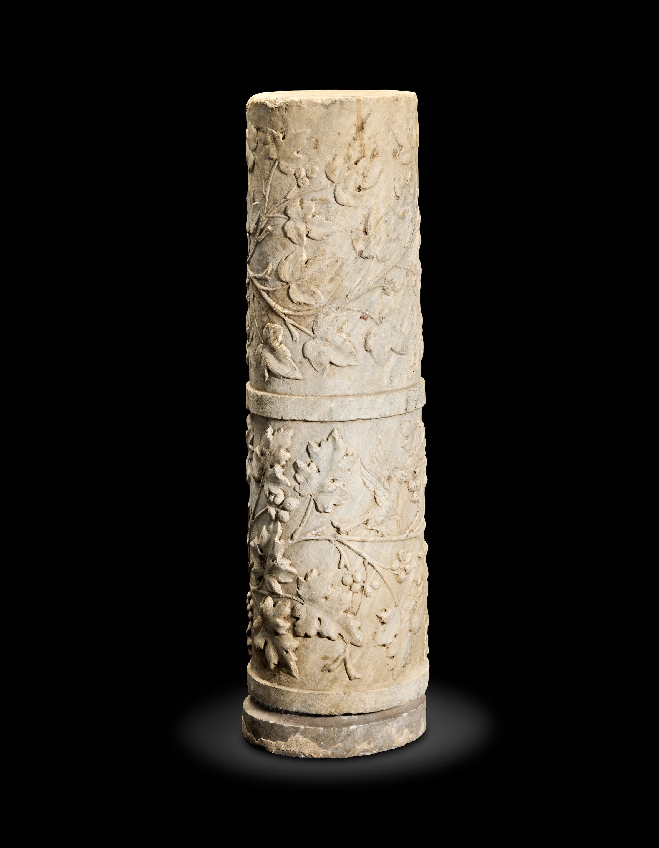 Roman School, 1st Century | Column with folitate motifs and birds ...