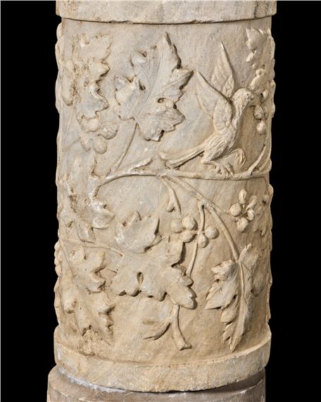 Roman School, 1st Century | Column with folitate motifs and birds ...