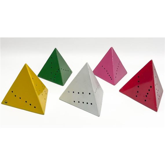 Lucio Fontana | 5 Metal Pyramids | MutualArt