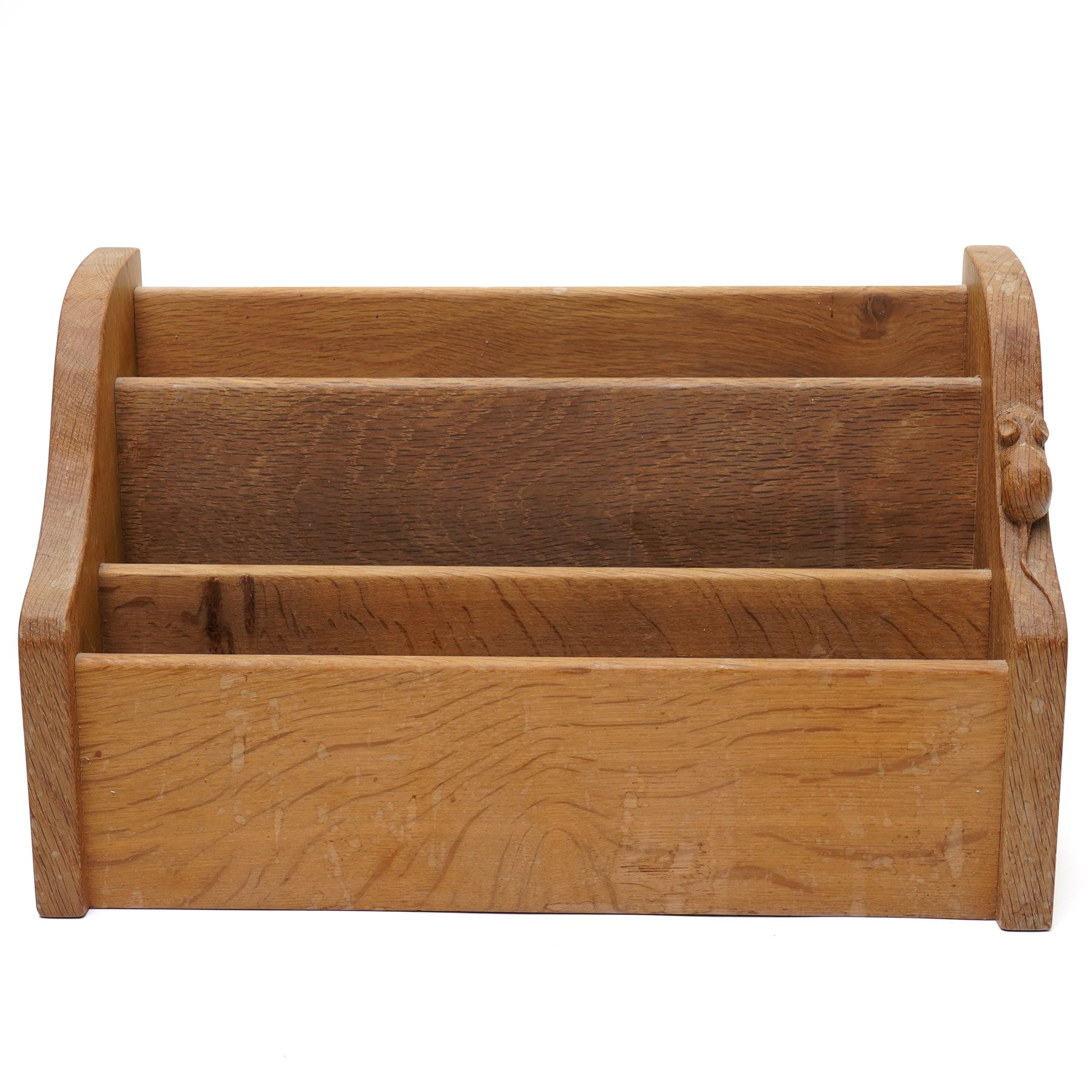 Robert Thompson | Mouseman - oak letter rack, three tiered with carved ...