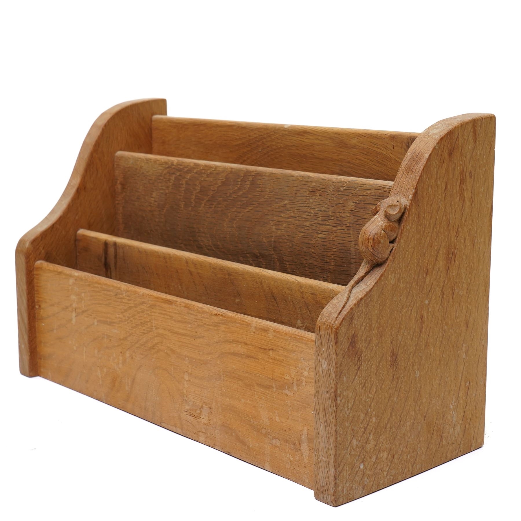 Robert Thompson | Mouseman - oak letter rack, three tiered with carved ...
