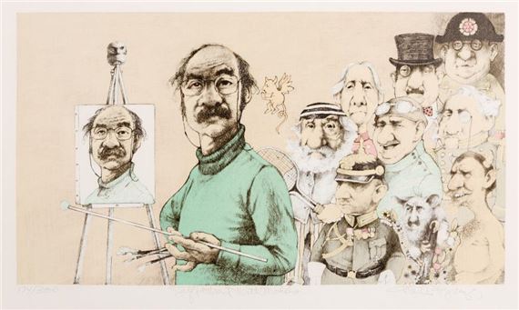 Charles Bragg | Self Portrait with Models (Circa 1980) | MutualArt