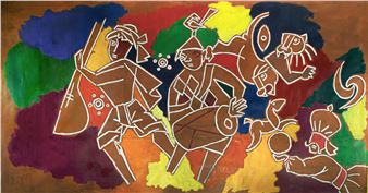 M.F. Husain: Fida on Cinema - Aicon Gallery