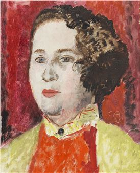 Portrait de Tamara sur fond rouge - Cuno Amiet