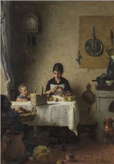 Femme pelant des fruits