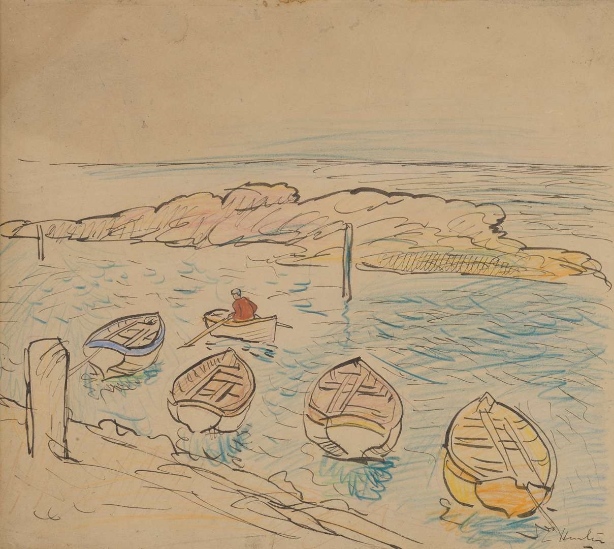 George Leslie Hunter | Rowing Boats, Largo | MutualArt