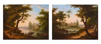 Meeting by the River; accompanied by Transporting Livestock on the River - Frans Swagers