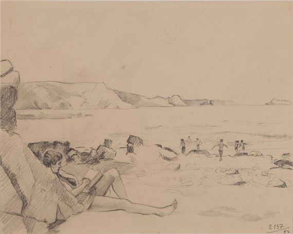 Maxime Pierre André Verdier | Sur la Plage à Plouha (1958) | MutualArt