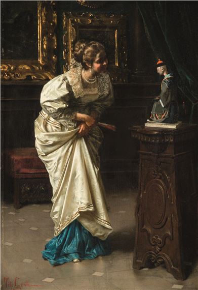 Tito Conti | Lady with a Sculpture (1872) | MutualArt