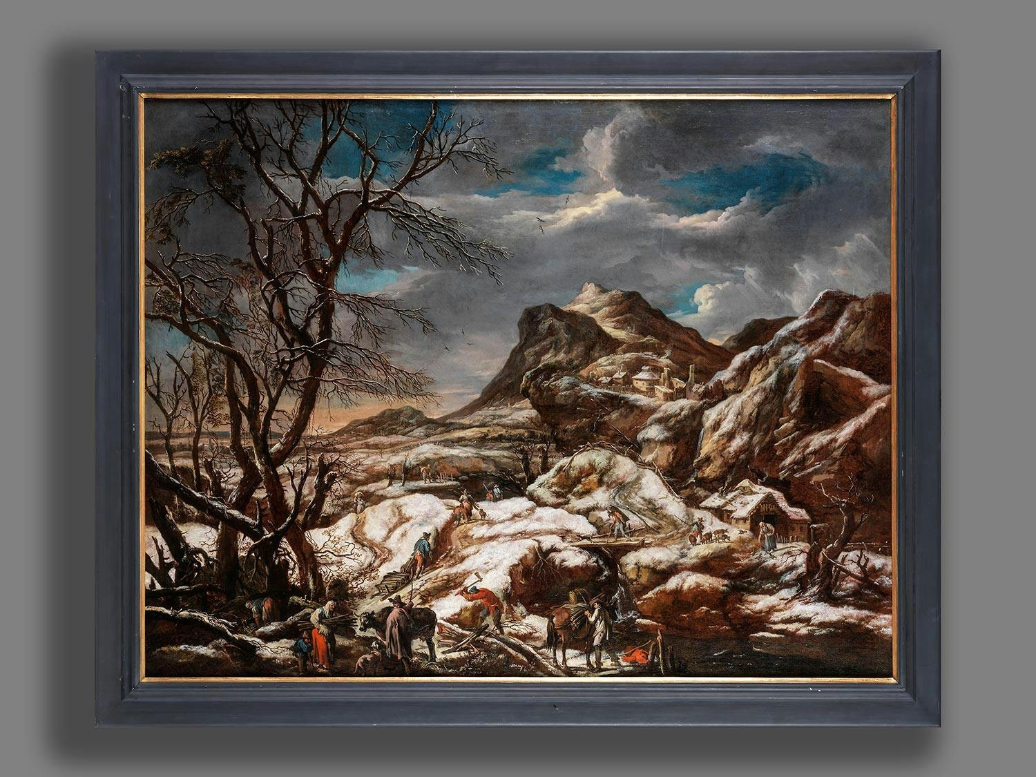 Marco Ricci | MOUNTAINOUS WINTER LANDSCAPE WITH FIGURAL STAFFAGE (1716 ...