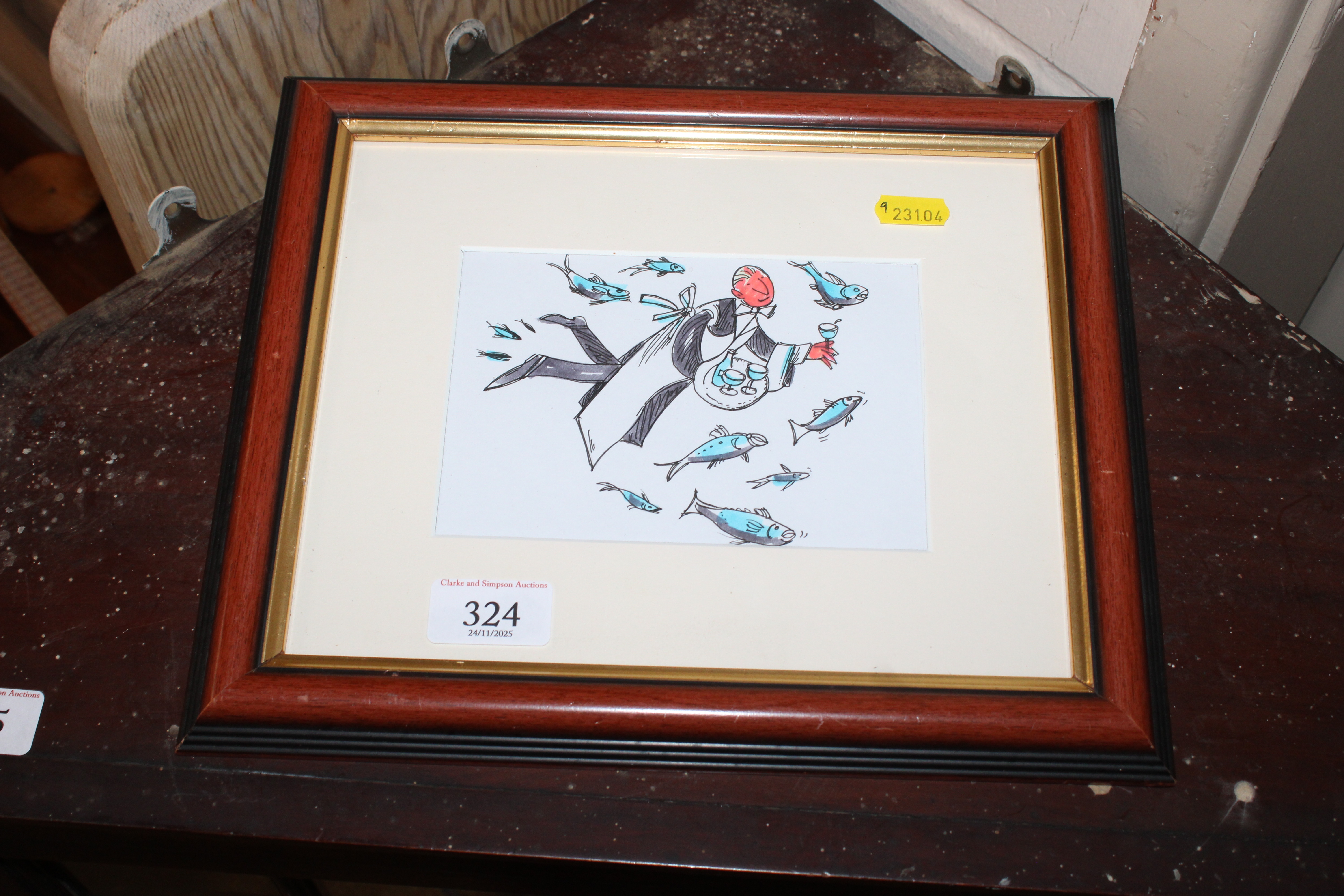 Quentin Blake | Study of flying waiter and fish | MutualArt