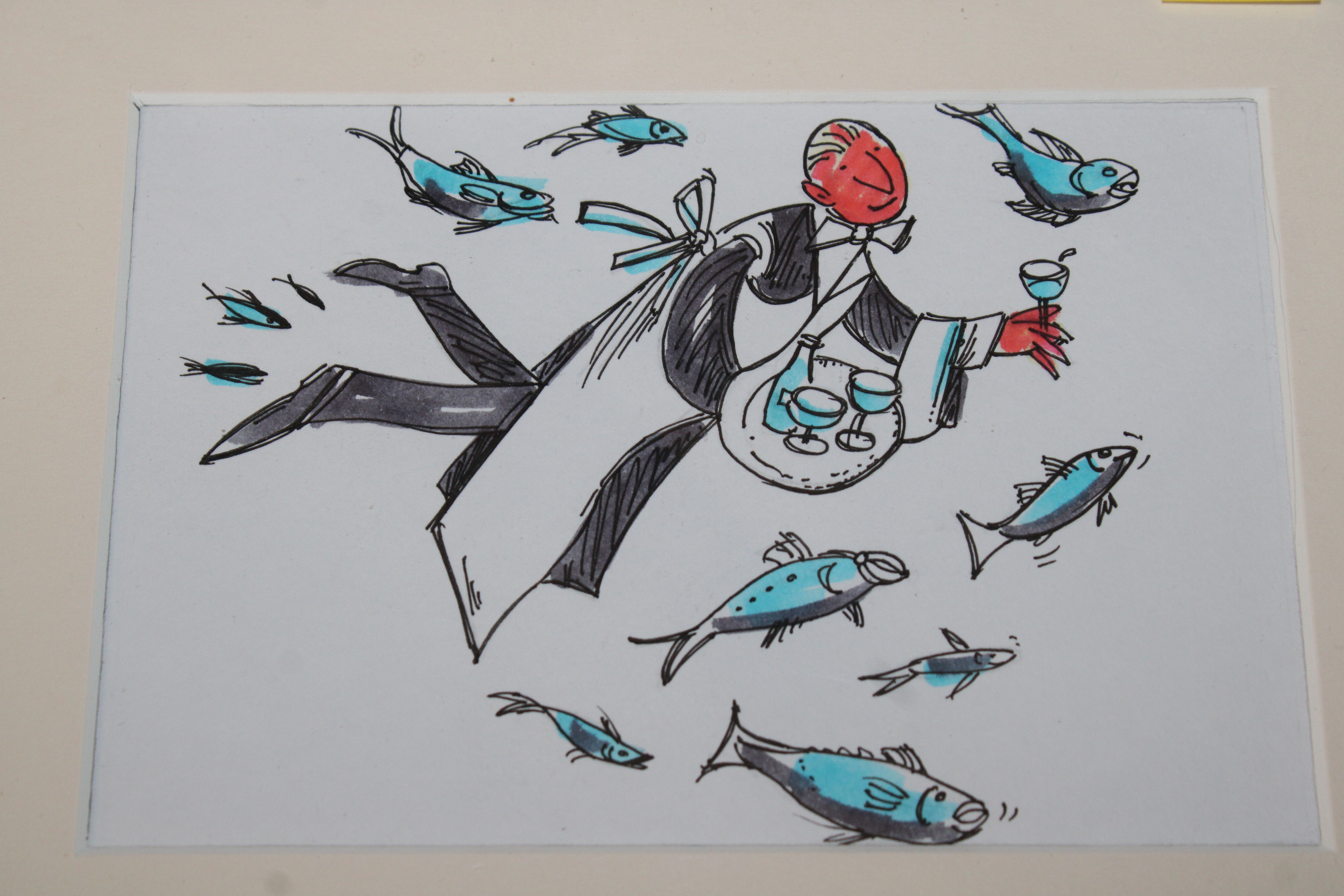Quentin Blake | Study of flying waiter and fish | MutualArt