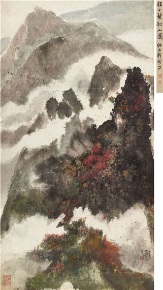 Cheng Shifa | Autumn Mountains and Scarlet Trees (1984) | MutualArt