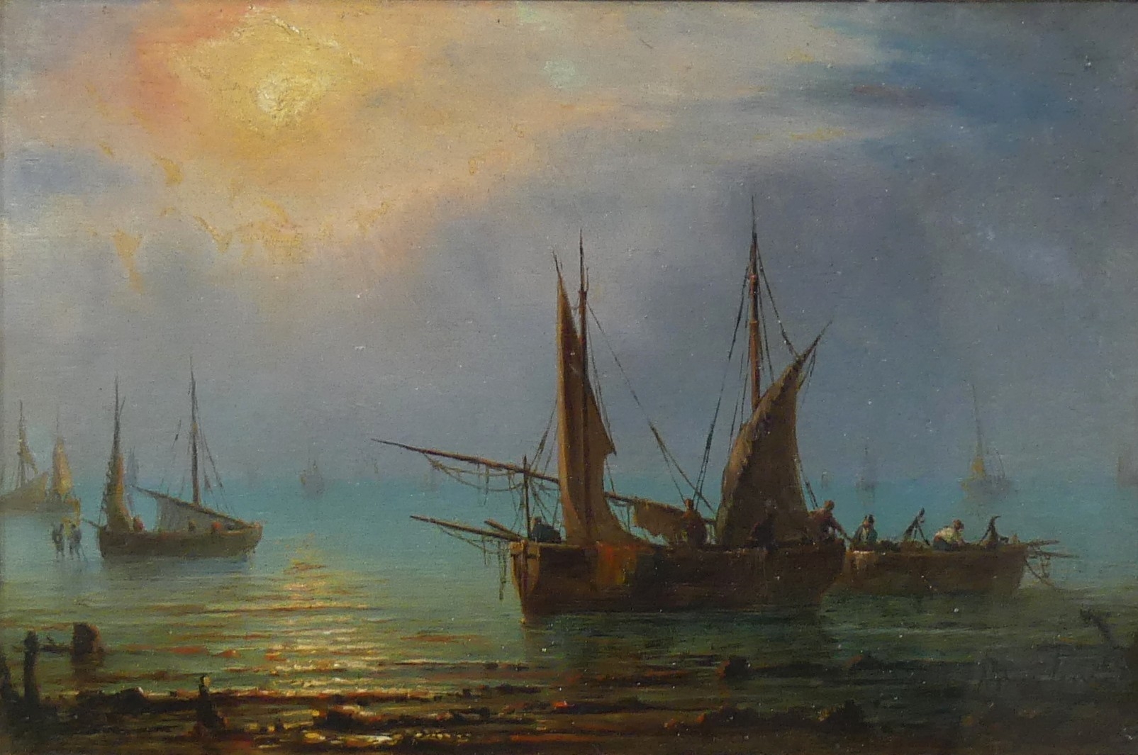 Natalie Curtis Burlin | Fishing boats at anchor at sunset | MutualArt