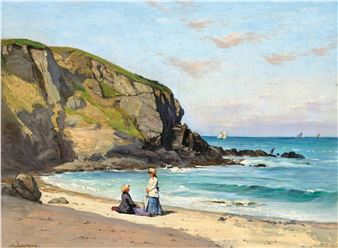 A beach scene by Paul Albert Laurens