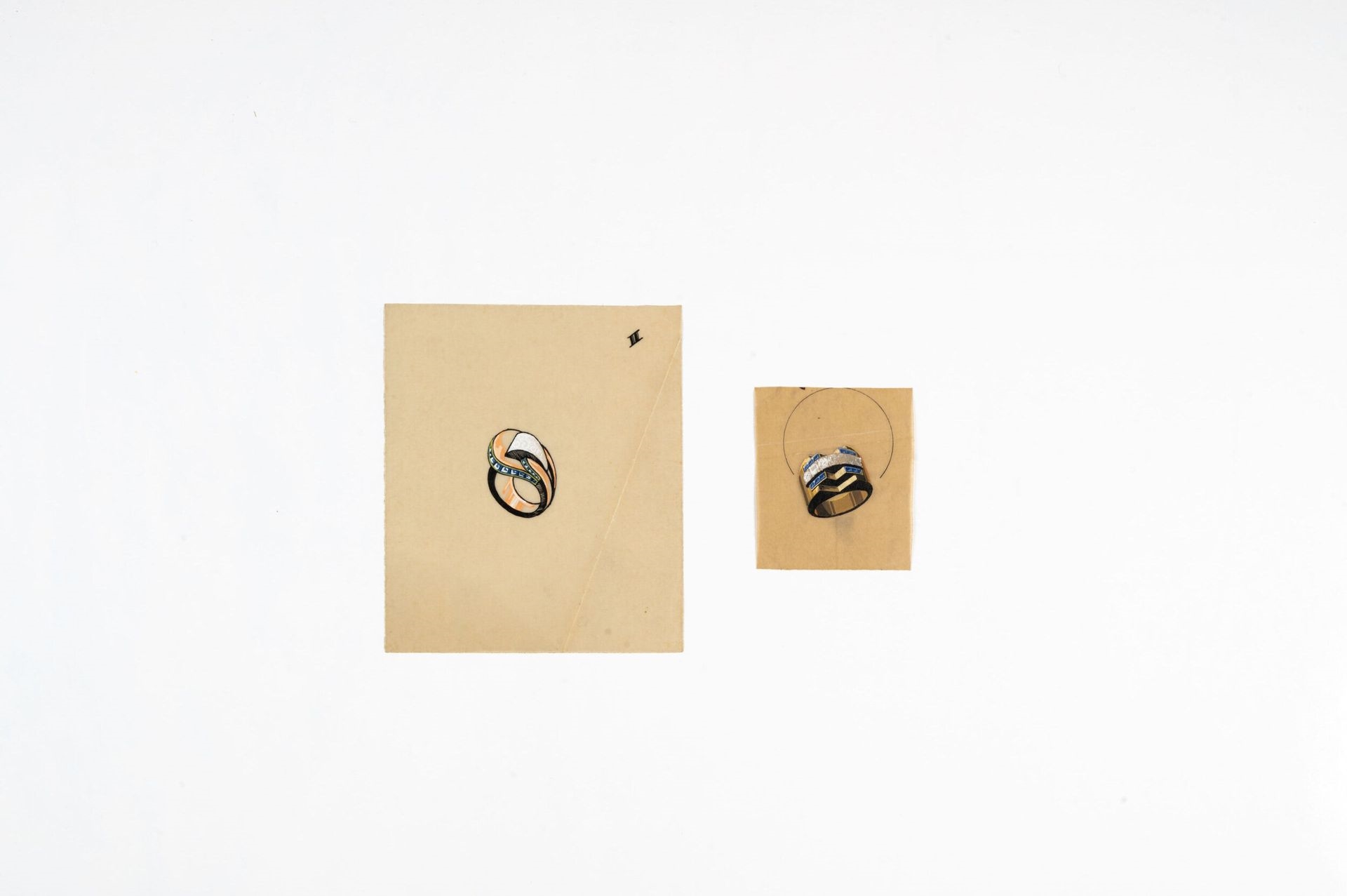 Pierre Conroux | Lot of two gouache drawings on tracing paper ...