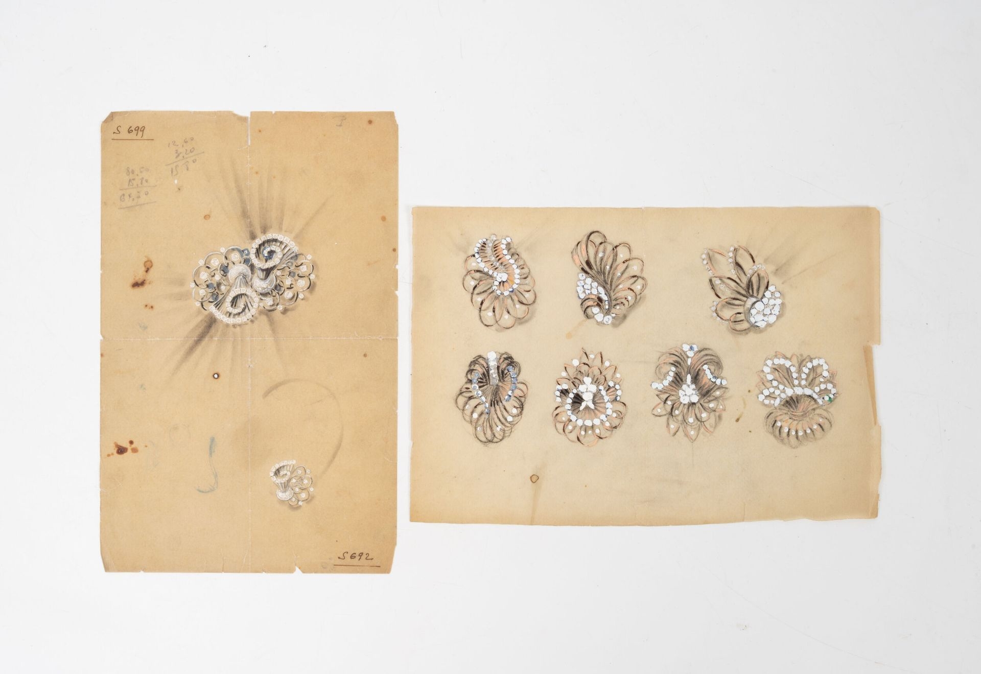 Pierre Conroux | Two gouache drawings on tracing paper | MutualArt