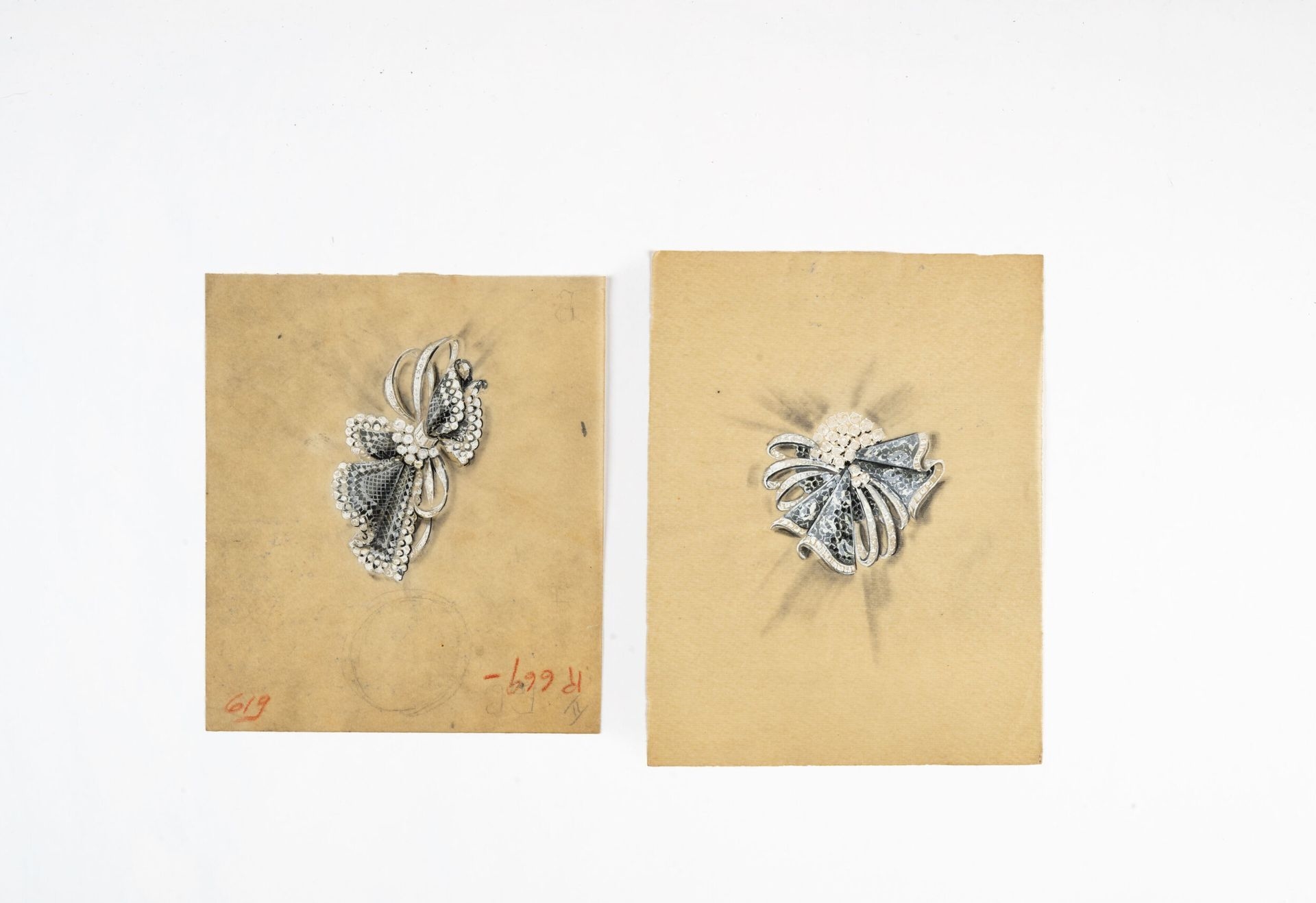 Pierre Conroux | Lot of two gouache drawings on tracing paper ...