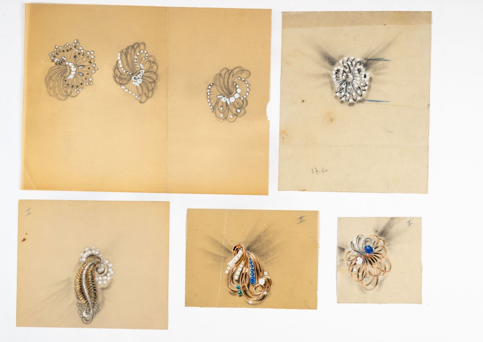Pierre Conroux | five gouache drawings on tracing paper depicting white ...
