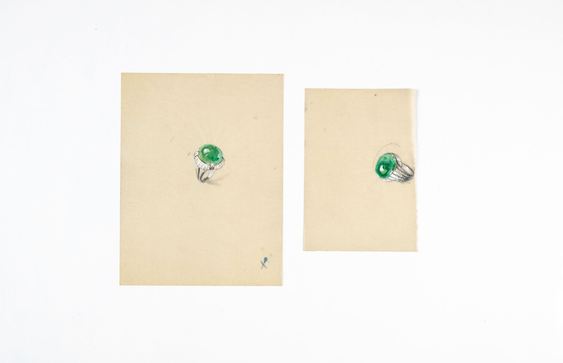 Pierre Conroux | Lot of two gouache drawings on tracing paper ...