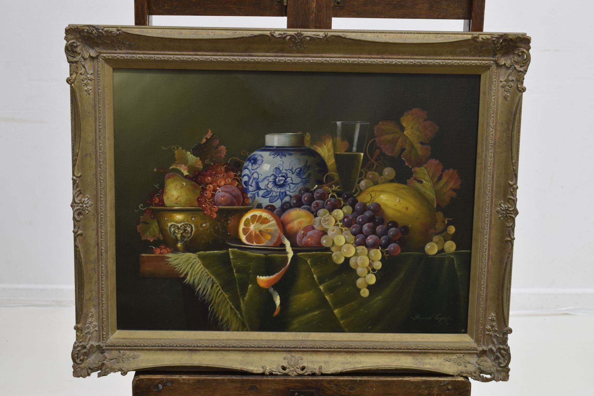 Raymond Campbell | Still life with vase, wine and fruit | MutualArt