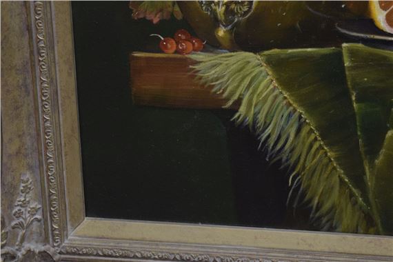 Raymond Campbell | Still life with vase, wine and fruit | MutualArt