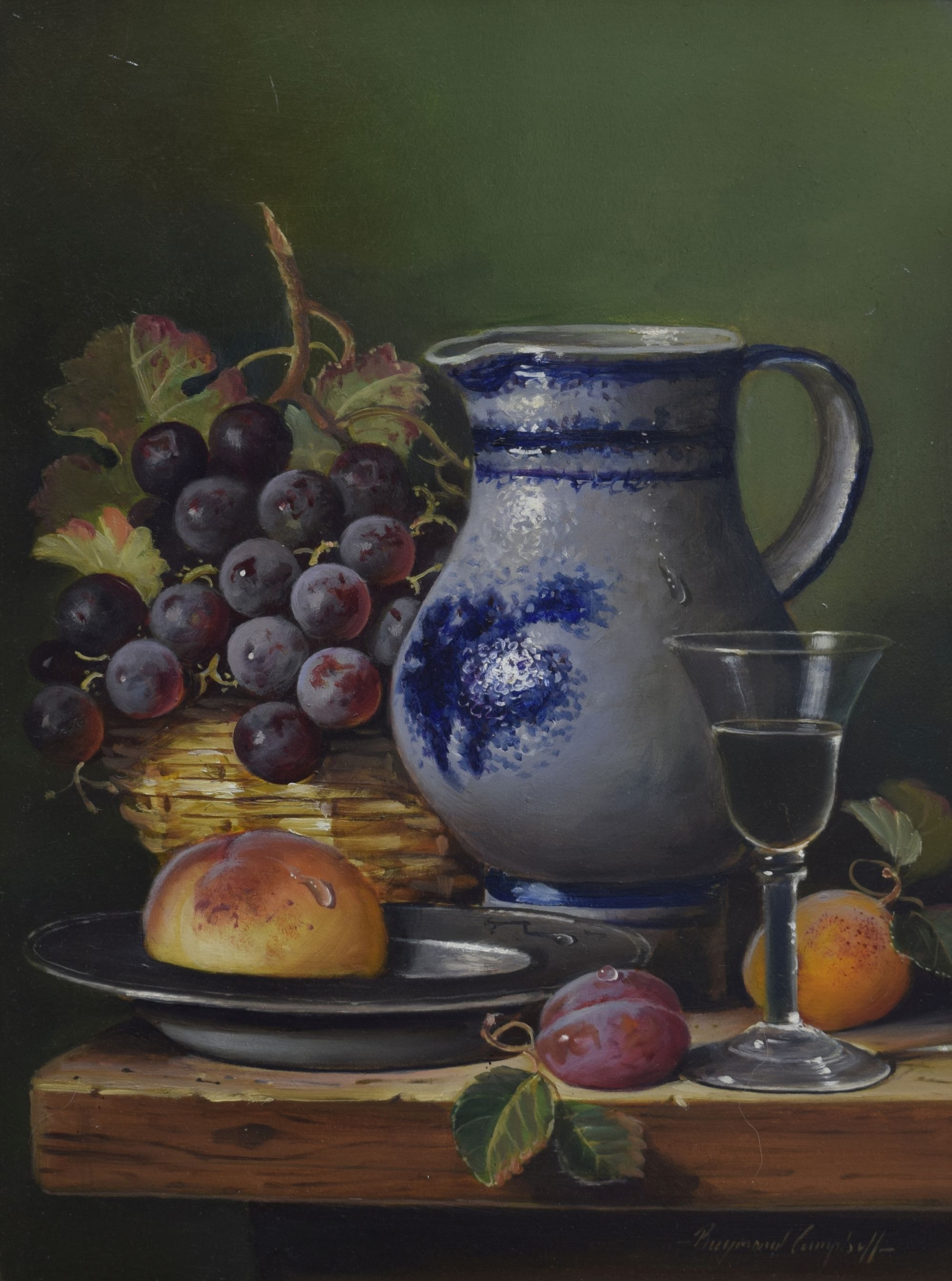 Raymond Campbell | Still life with wine and fruit | MutualArt