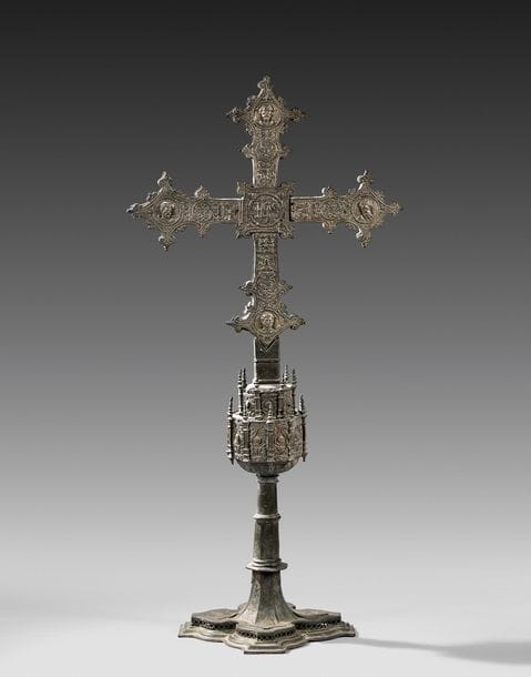 Spanish School, 16th Century | Large processional cross in metal and ...