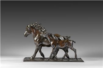 Jument et son poulain - Rembrandt Bugatti