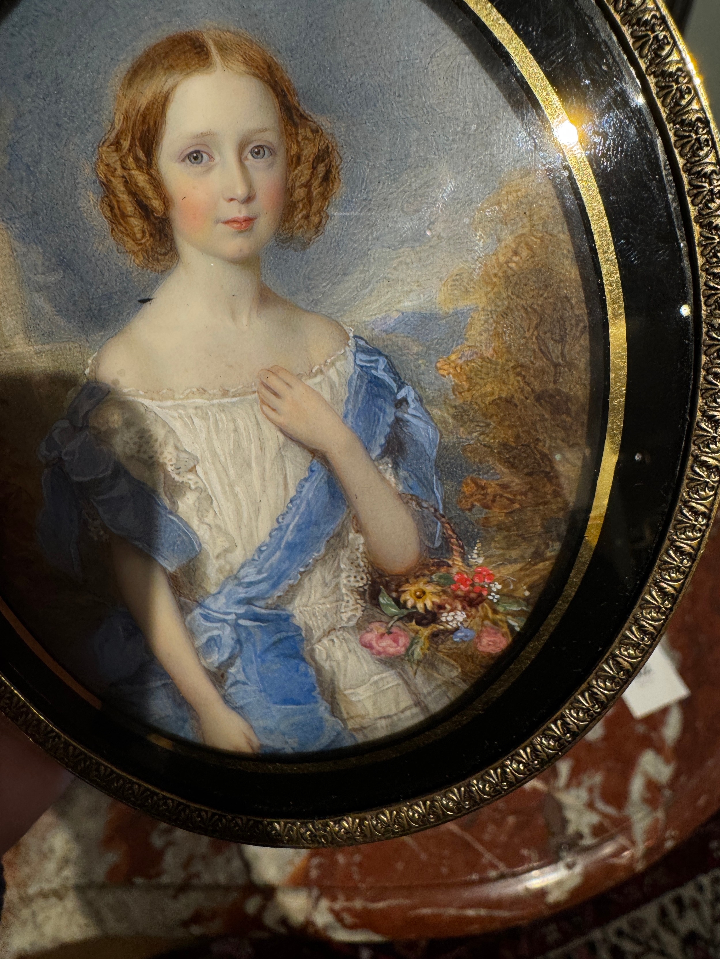 Reginald Easton | Portrait of a girl in a blue sash | MutualArt