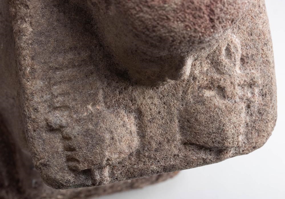 Egyptian School | Egyptian Block Statue Bearing Ankh and Djed Emblems ...