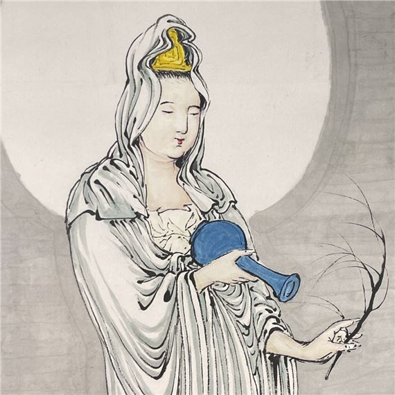 Li Pu | LI PU CHINESE INK AND COLOR PAINTING GUANYIN | MutualArt