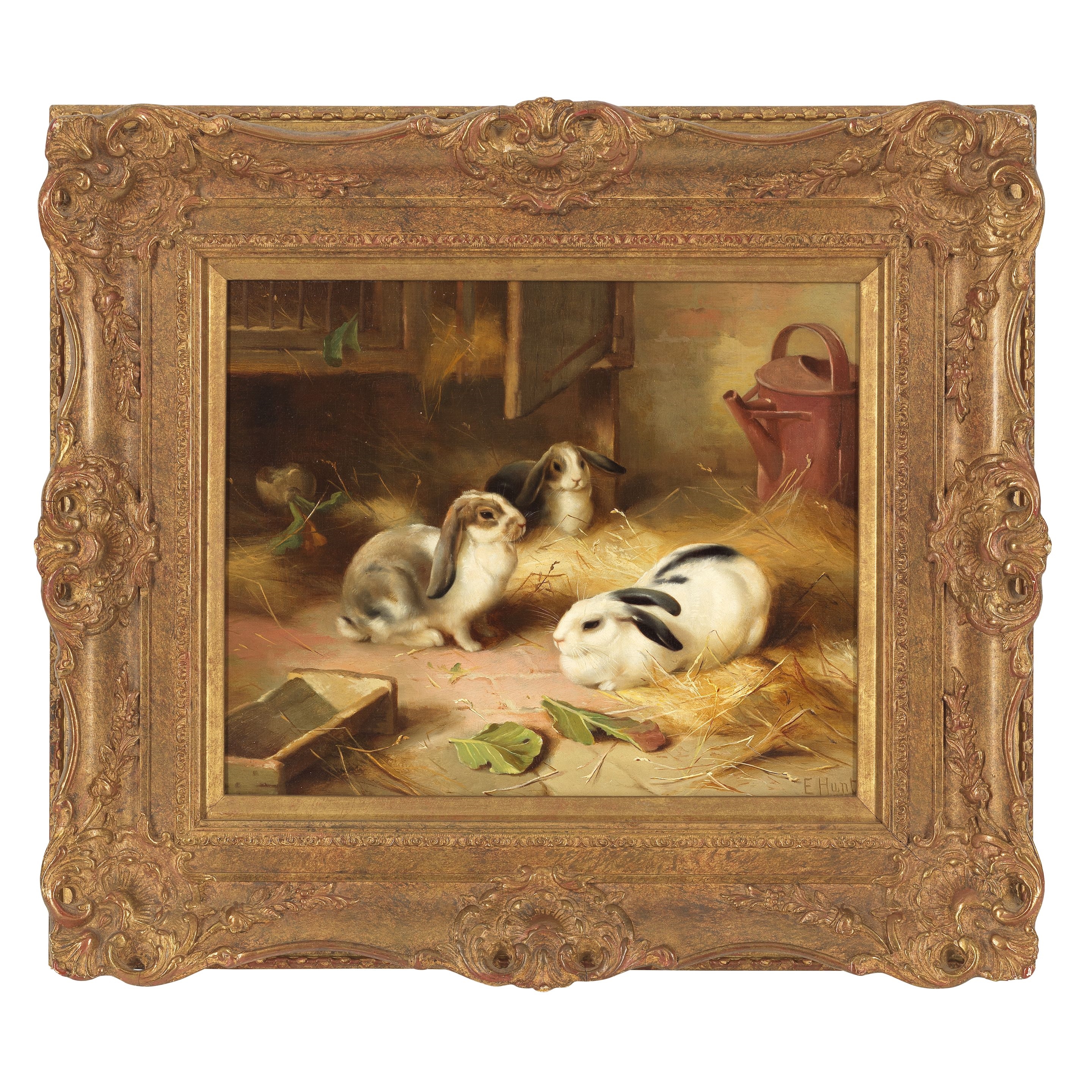 Edgar Hunt | Three lop-eared rabbits | MutualArt