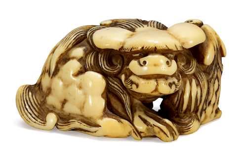 Japanese School, 19th Century | A NETSUKE OF A SHISHI WITH CUB (Early ...