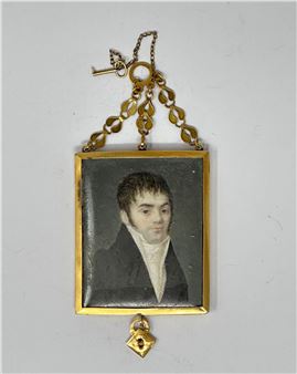 Rectangular miniature portrait of a man in three-quarter bust to the right - Julien de Paris